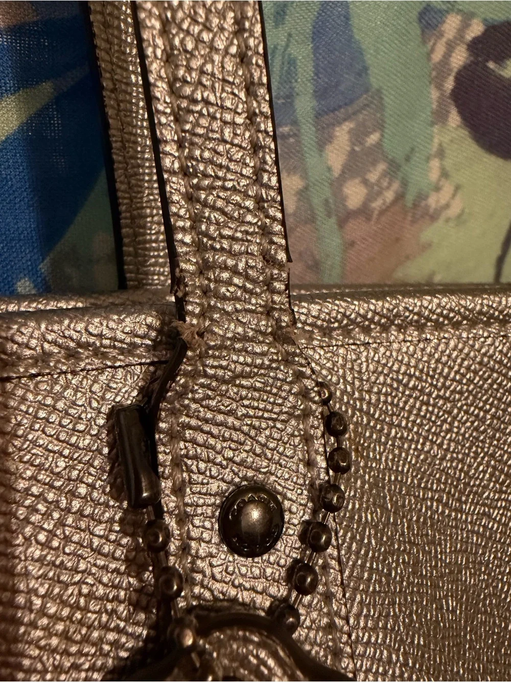 Coach Metallic Silver City Tote Bag - Picture 3 of 7